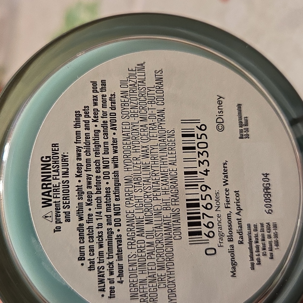 Nwt Disney Princess Mulan Bath & Body Works Scented Candle - Teal & Gold - Picture 3 of 3